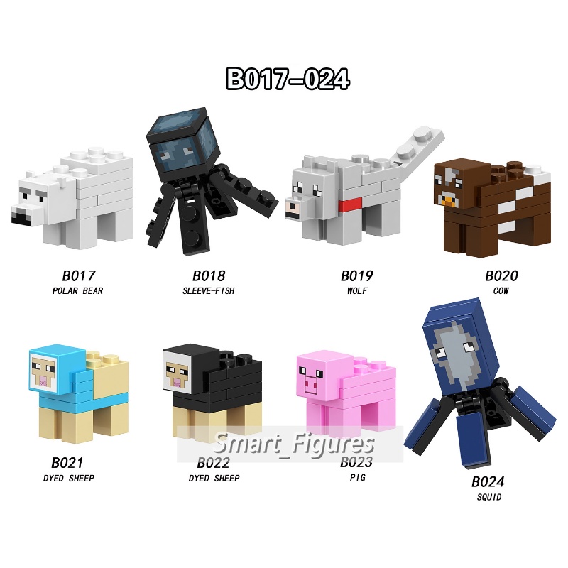 B001-b046 Mainan Action Figure Minifigures Seri Minecraft Steve Alex Villager Wolf Cows Cumi-Cumi Kelinci Kuda Untuk Hadiah