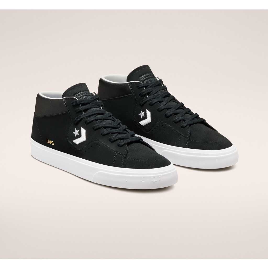 Jual Converse Cons Louie Lopez Pro Mid Suede And Leather Black White ...