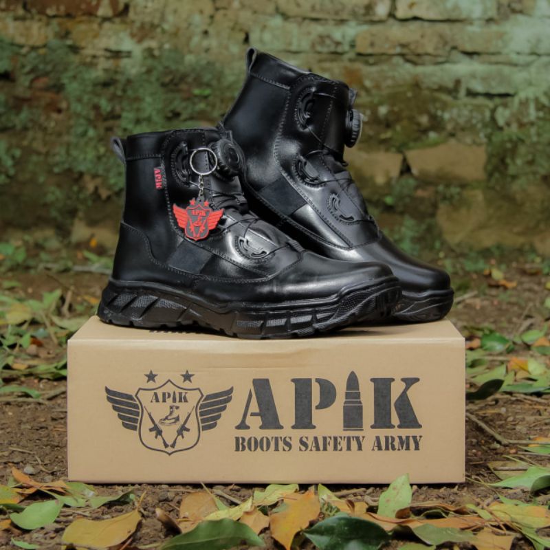 SEPATU PDL TALI PUTAR PENDEK POLANTAS BAHAN KULIT SAPI ASLI MERK APIK SEPATU PDL DINAS LAPANGAN TNI POLRI SECURITY SATPAM SEPATU BOOTS MOTOR UNTUK PRIA DAN WANITA