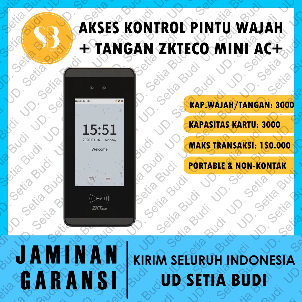 ZKTeco Mini AC Plus Mesin Absensi dan Access Door Wajah Telapak Tangan