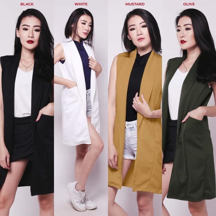 OQ77 Vest Rompi Wanita Baju Luaran Outer Murah Cewek Terbaru Korea Style