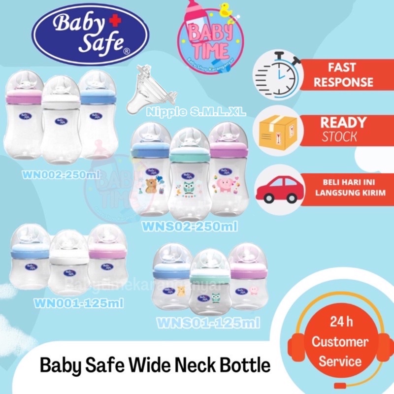 Baby Safe Botol Susu Anak Bayi 125ml /250ml Wide Neck Baby Bottle WN001 / WN002 / WNS01 / WNS02