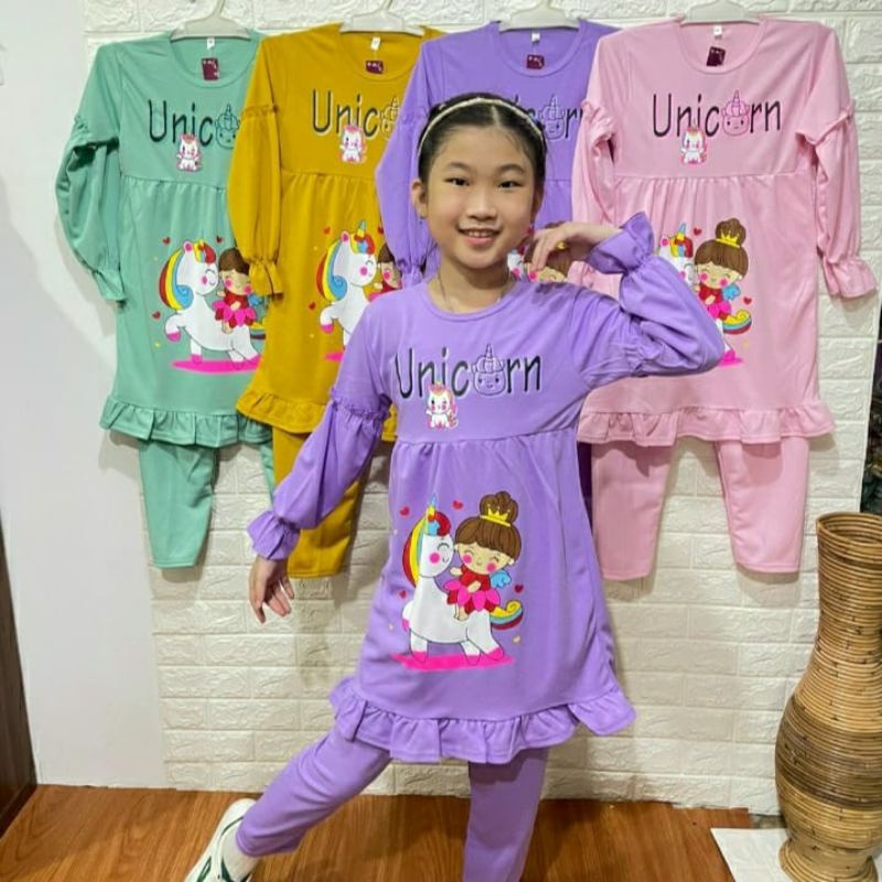 setelan voxy anak / setelan voxy anak unicorn SIZE 4-8