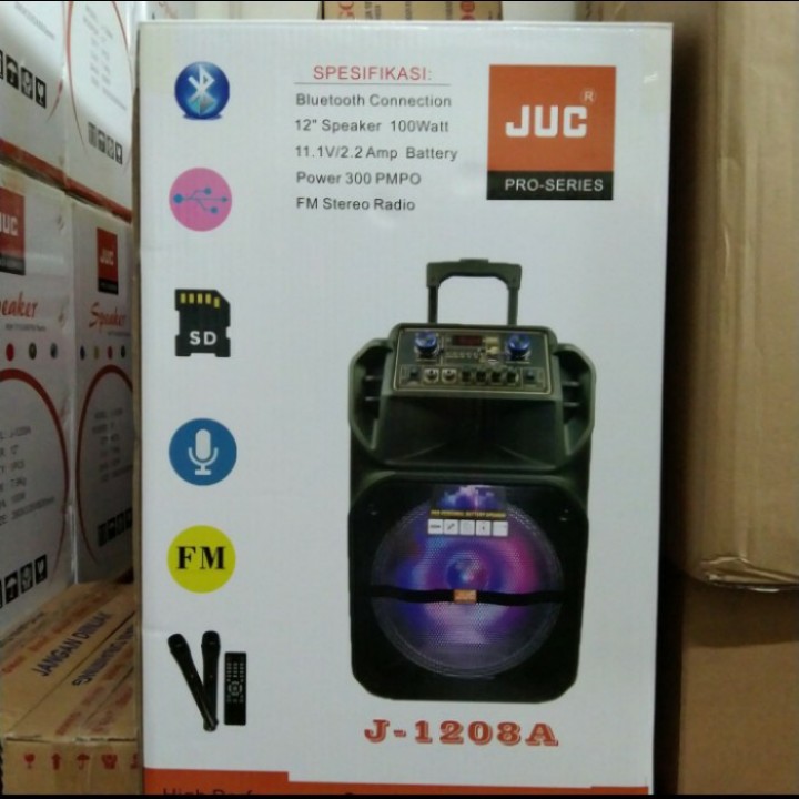 Speaker Portable wireless meeting JUC 12 inch J-1208A/P12 bluetooth bisa karaoke dr youtube