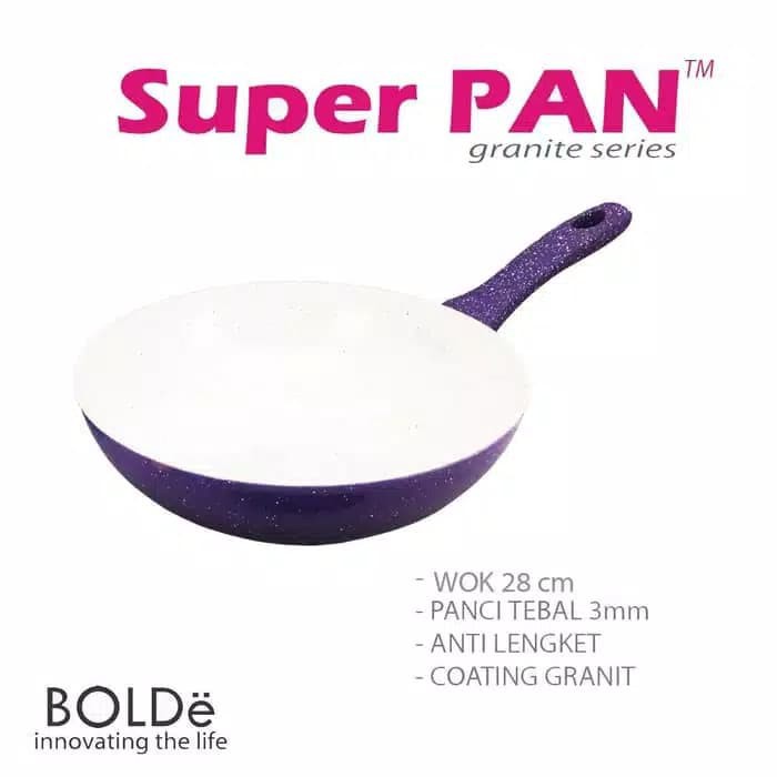 BOLDe Wok 28cm ungu granite ceramic coating induksi - wajan purple super pan original