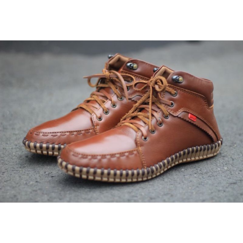 sepatu boot kulit pria asli - sepatu kulit pria - sepatu casual formal fashion kerja kantor proyek - sepatu pansus pria