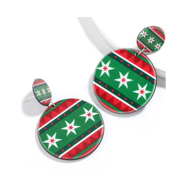 LRC Anting NATAL Fashion Snowflake Round Resin Snowflake Geometric P2268X