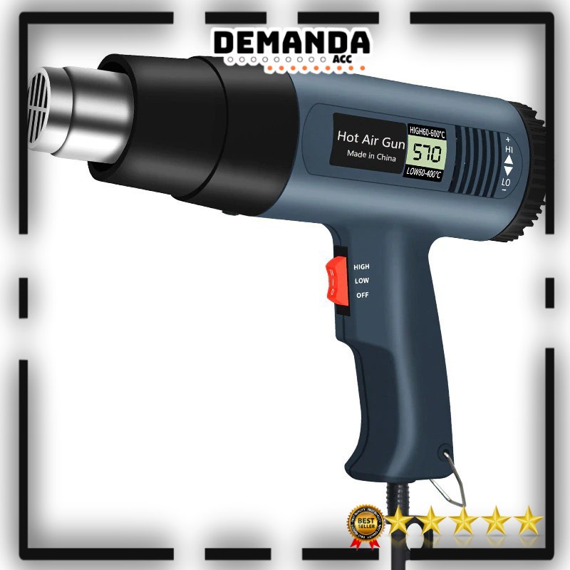 HOT AIR GUN 2000W PEMANAS SEGEL STICKER PLASTIK / HEAT GUN SOLDER Thermal with LED Display 2000W - 886C - Green