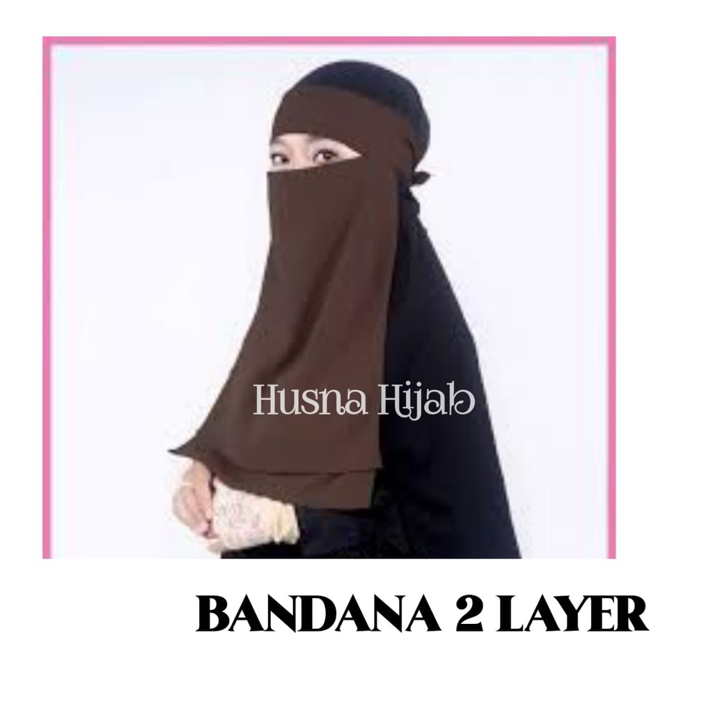 [BRAND HUSNA HIJAB] NIQOB BANDANA 2 LAYER / Cadar Bandana Polos 2 Layer / Bandana 2 Layer