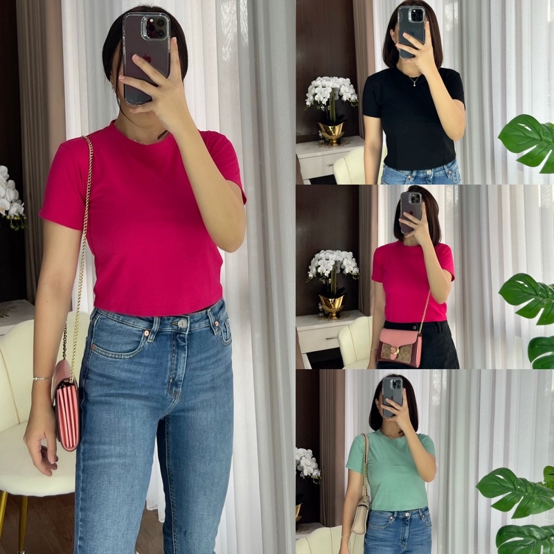 BAJU CROP TOP ATASAN KAOS COMBED BAJU CROP TOP PREMIUM TEBAL TIDAK NERAWANG