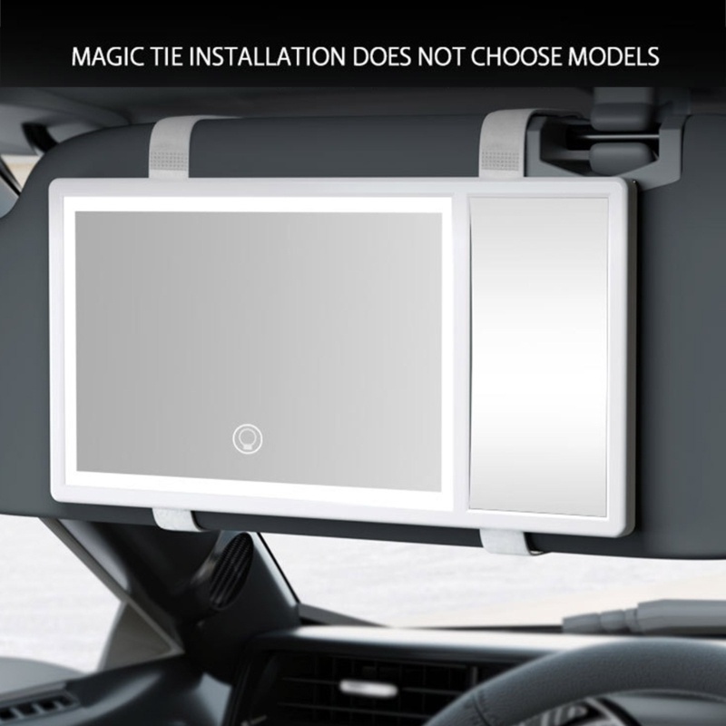 Zzz Cermin Makeup / Kosmetik Dengan Kaca Pembesar Rechargeable Untuk Sun Visor Mobil SUV