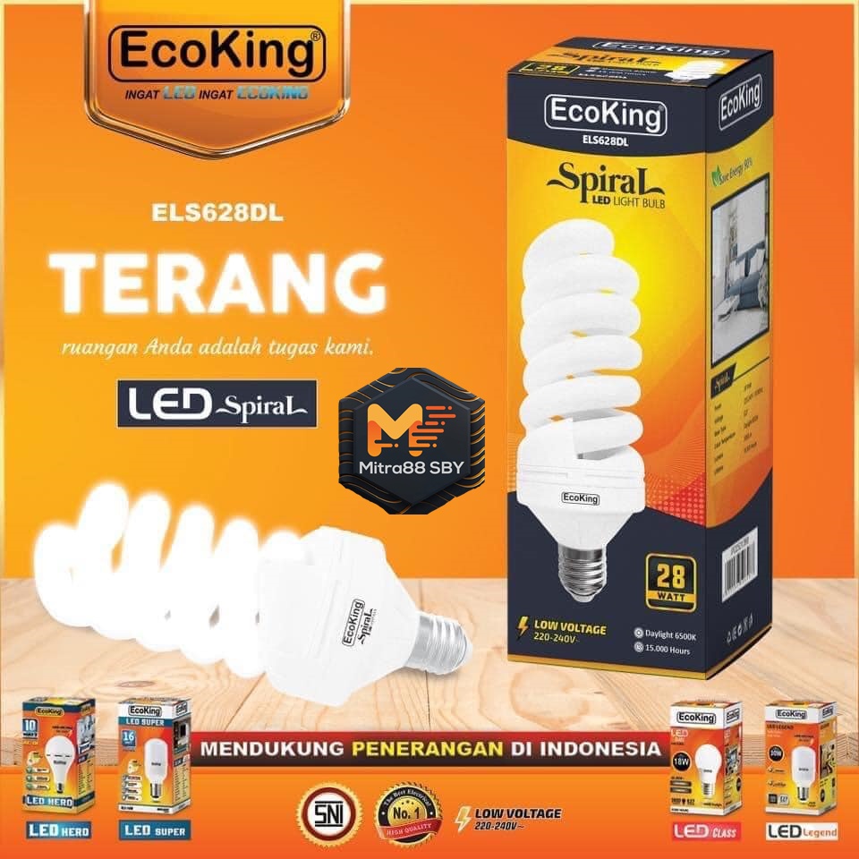 Mitra88SBY Lampu LED Spiral 20 24 28 45 65 Watt Jumbo Super Terang ecoking