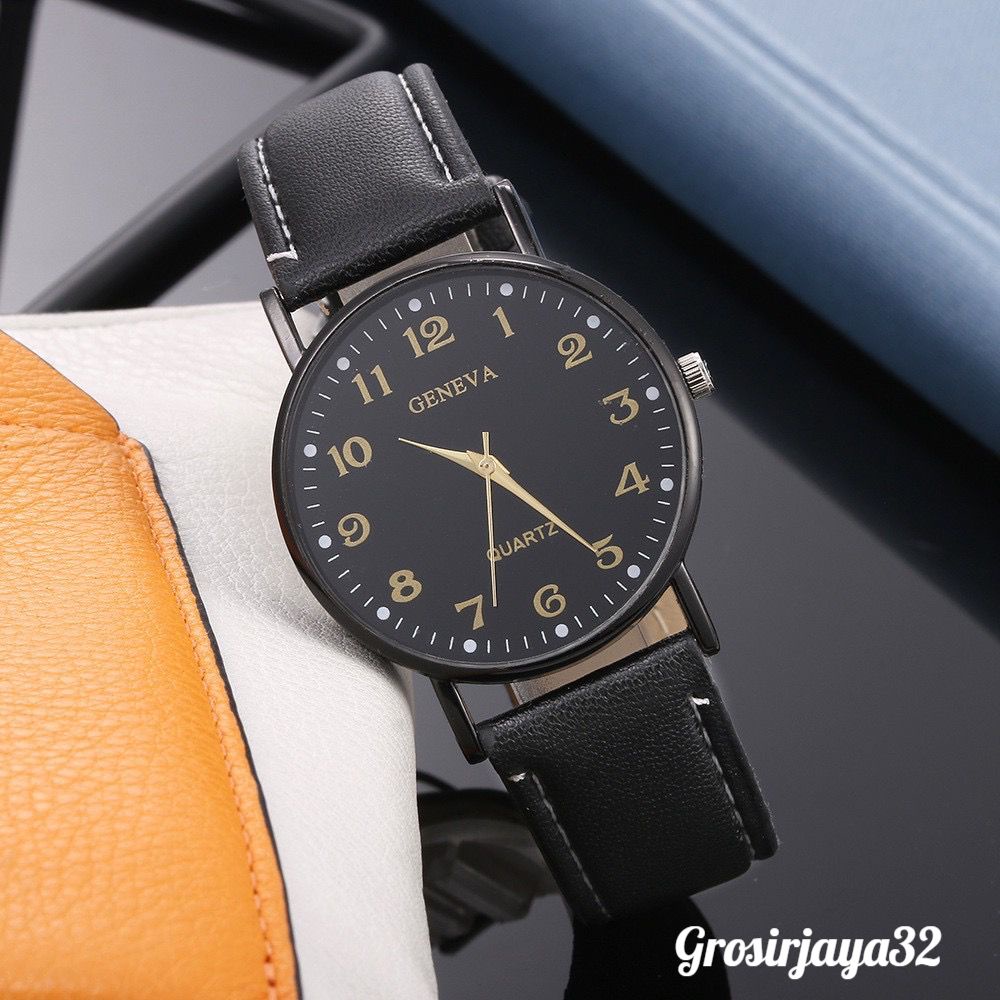 (GROSIRJAYA32) Jam Tangan Geneva Moris Untuk Wanita Dan Pria Casual Analog Quartz Strap Pu Leather Import