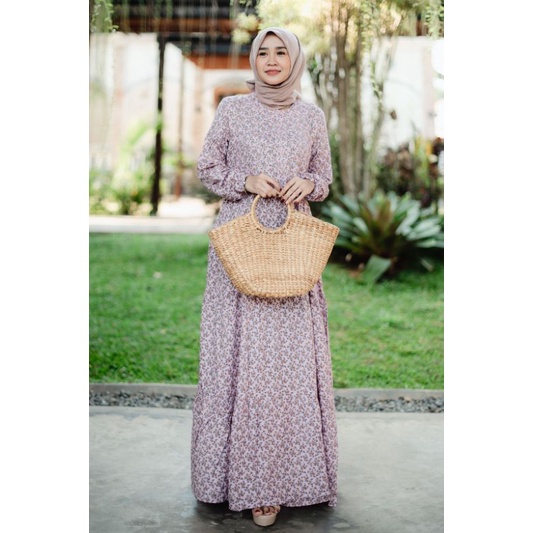 Nabila Dress gamis motif rayon grade A premium murah