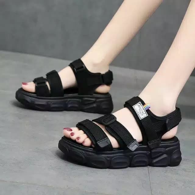 Sandal Gunung Wanita - Sendal Korea Korean Style Keren Tali Cewek ID552 Sandal Gunung Wanita New B