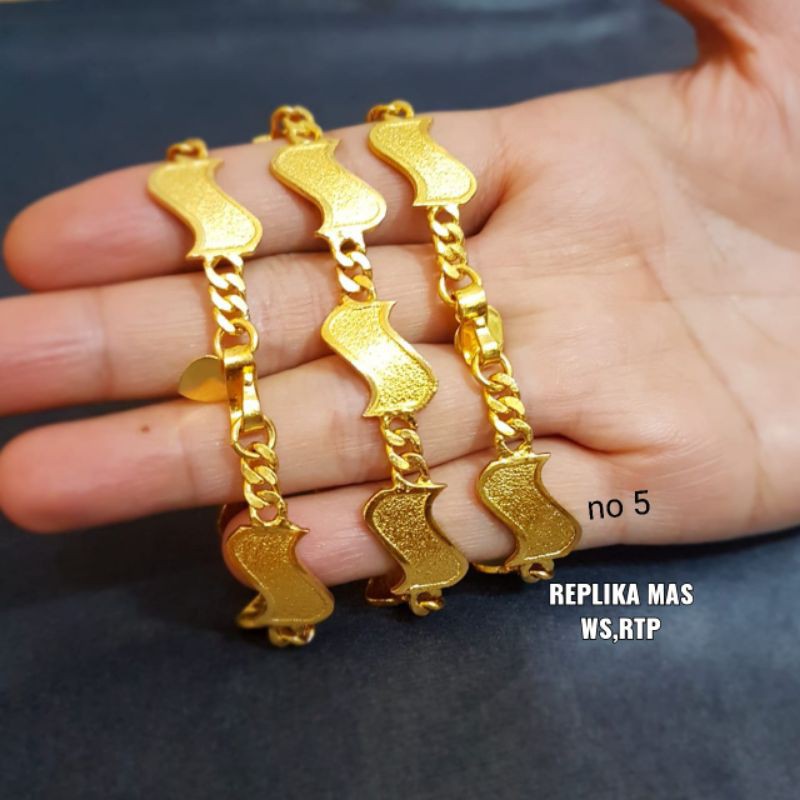 Gelang 5bambu  lapis emas 24k /replika, tahan lama,awet,persis seperti asli,tahan,cantik