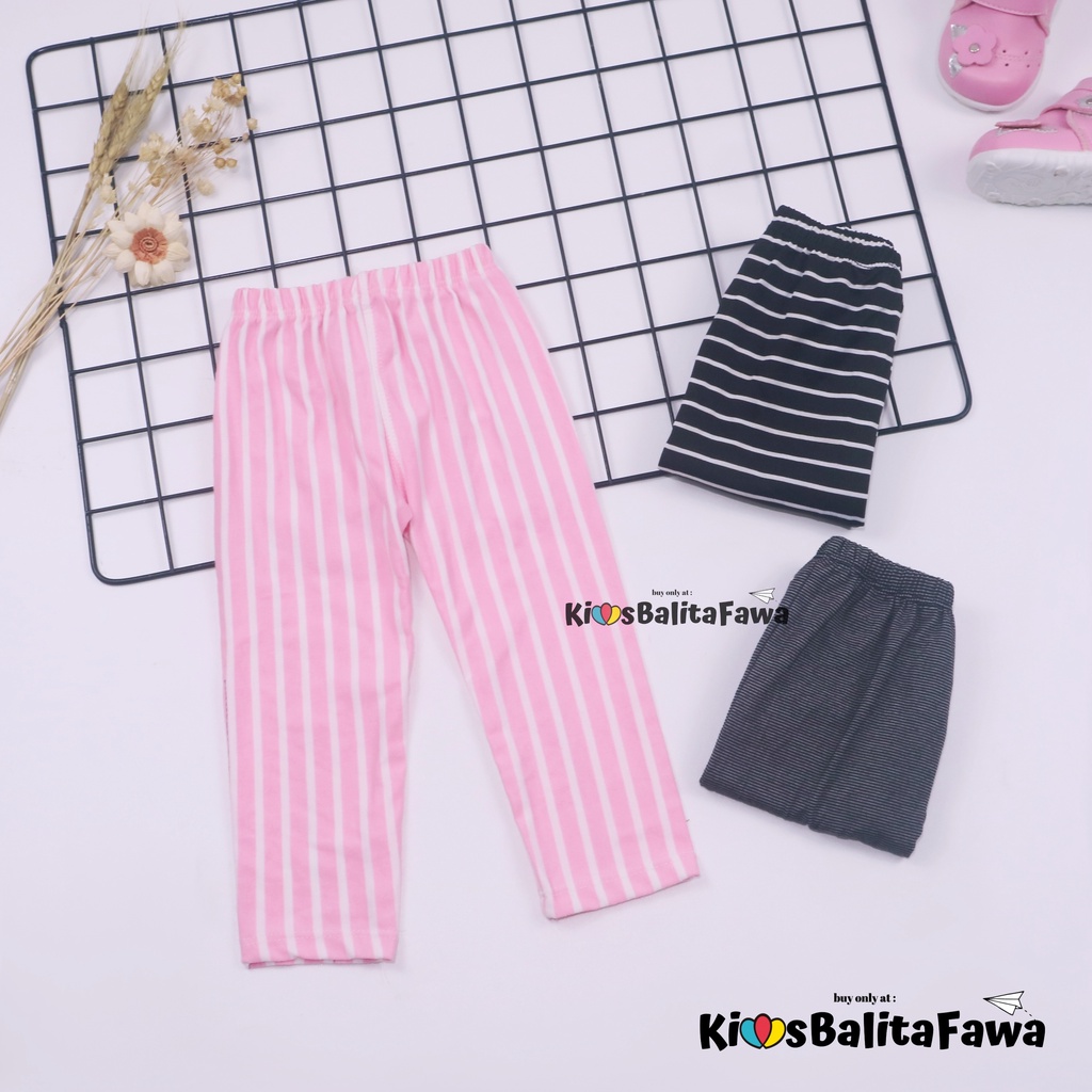 Legging Salur uk 1-2 Tahun / Pants Panjang Ketat Bawahan Celana Garis Anak Perempuan Leging Adem