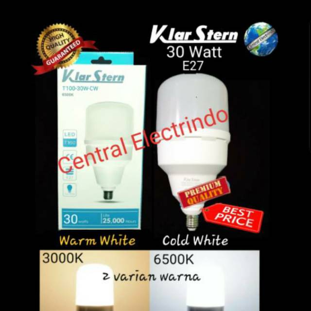 Lampu LED 30 watt Bohlam 30w Bulb LED 30 w Fitting E27 KlarStern.