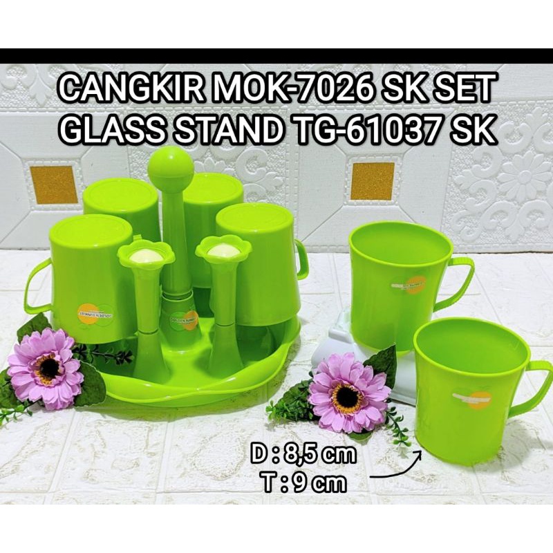 CANGKIR MOK-7026 SK SET GLASS STAND TG-61037 SK /GELAS PLASTIK