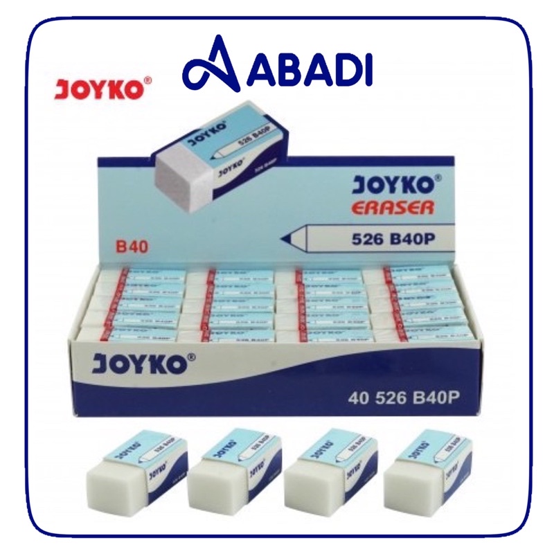 Eraser / Penghapus Joyko 526-B40P Putih Hitam Grosir 1pak 40pcs