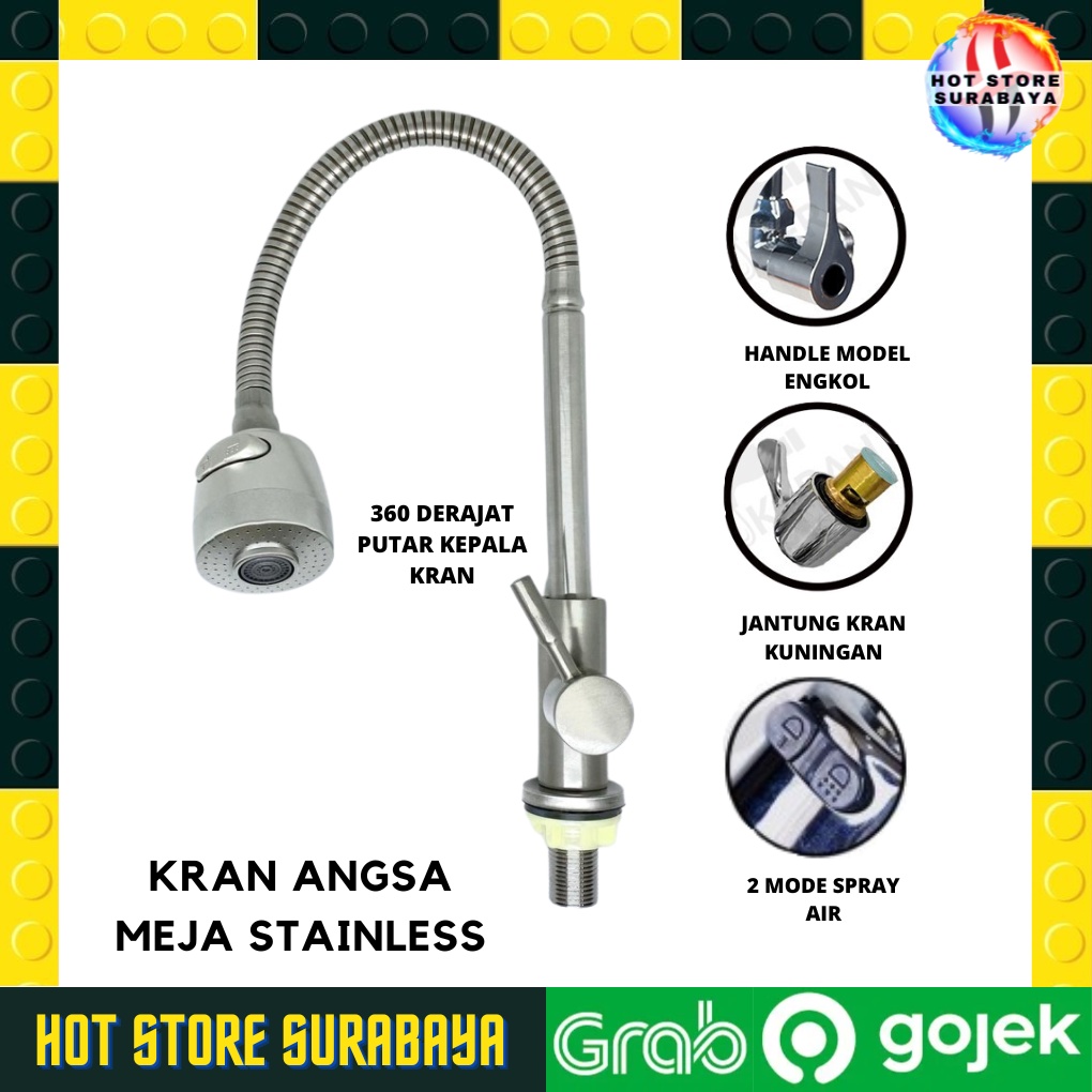 Kran Air Keran Angsa Fleksible Sink Meja Cuci Piring Kran Origina sus