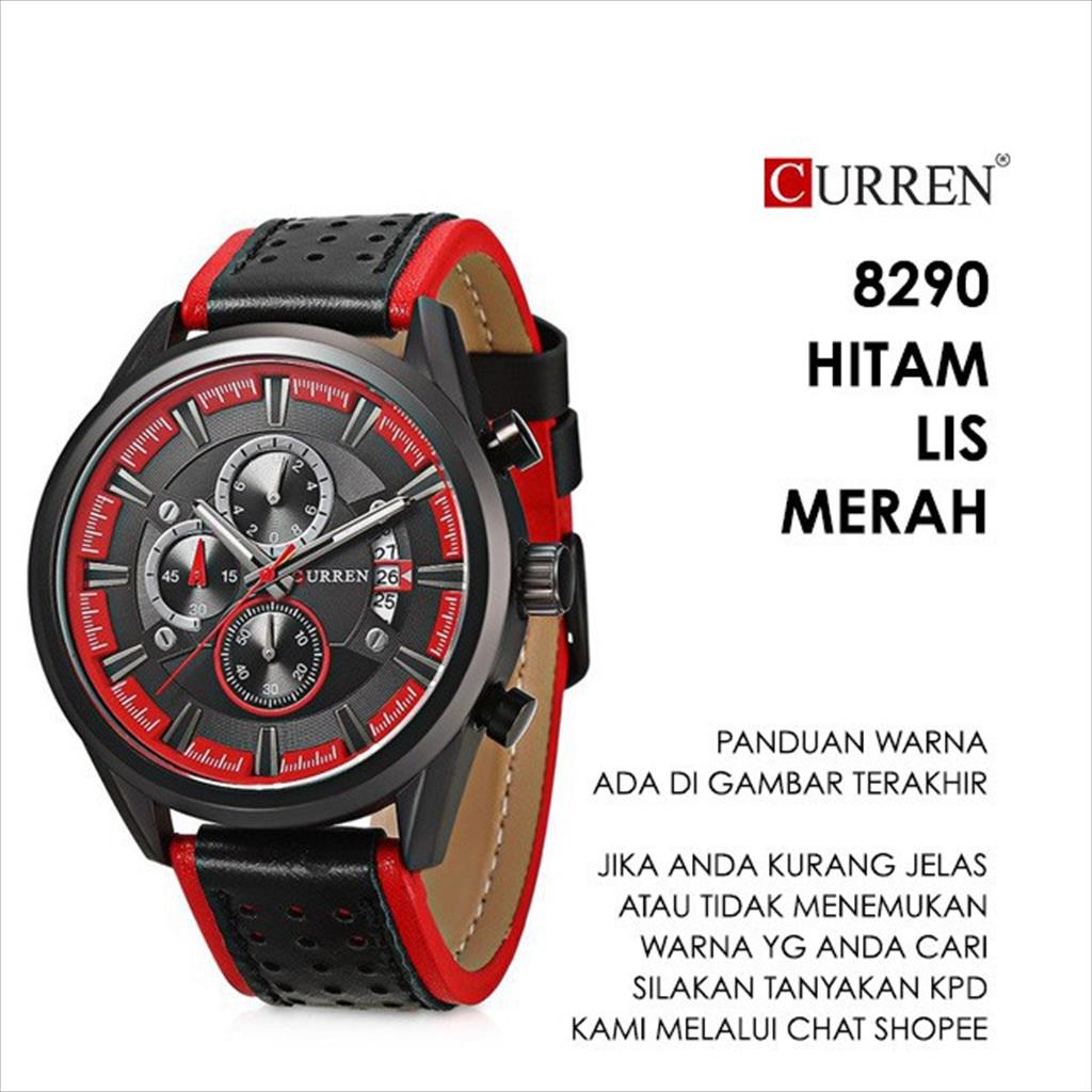 CURREN 8290 ORIGINAL Jam Tangan Pria Chronograph Aktif Tali Kulit