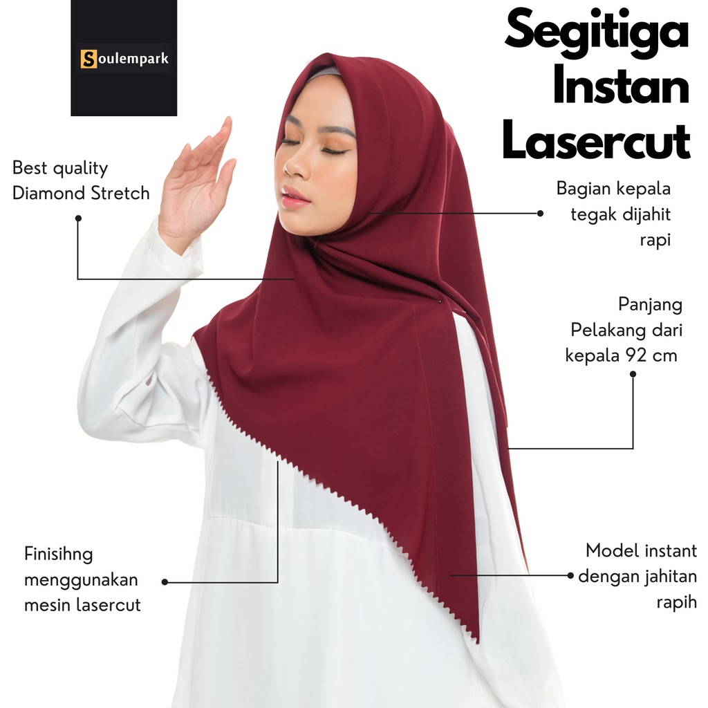 Jilbab Segitiga Instant Diamond Lasercut