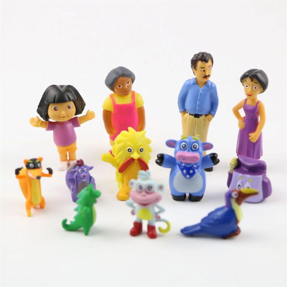 [Elegan] Dora the Explorer Figure Mainan Anak 12pcs/lot Hadiah Natal Dekorasi Boneka Dekorasi Rumah Tokoh Anime TV Action Figure