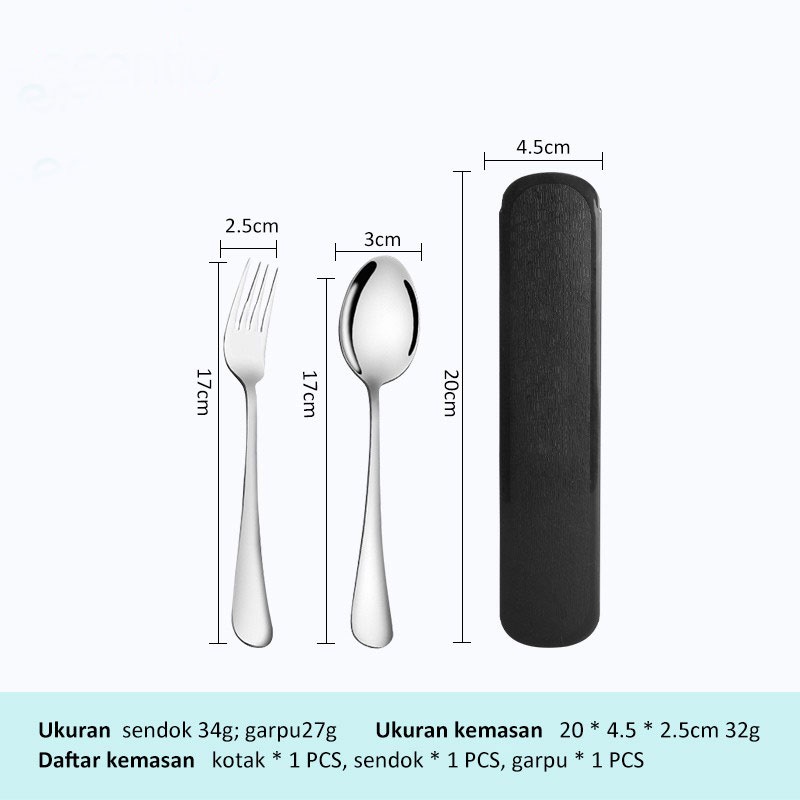 Cutlery set stainless sendok garpu portable alat 2/3pcs Set Makan Stainless