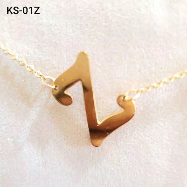 kalung inisial huruf latin titanium anti karat anti luntur kalung titanium GOLD kalung alfabet