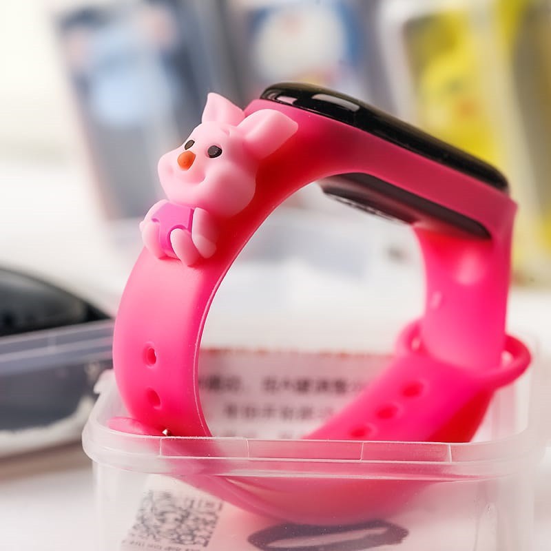 Jam Tangan Anak Elektronik Led Anti Air IP67 Water proof Motif Kartun Mickey Pikachu Bahan Silikon Untuk Anak / Jam Tangan Karakter 009-PINK PIGLET