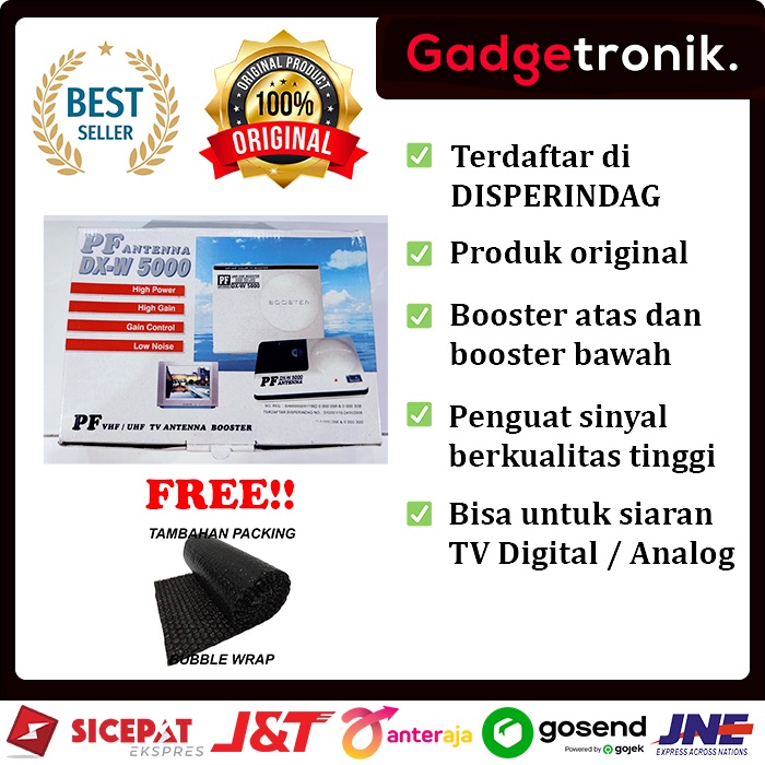 Boster Booster Antena TV PF DX W5000 Penguat Sinyal untuk TV Analog / Digital Antena VHF / UHF