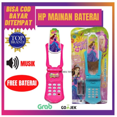 Mainan HP Handphone Telpon Telponan Karakter Anak Perempuan Cewek Free Baterai