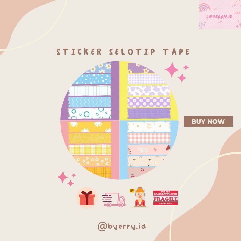 

STICKER MOTIF TAPE SELOTIP MINI LUCU MURAH / AESHTETIC / STICKER LAPTOP TUMBLR / BULLET JURNAL / DIARY / PLANNER / SCRAPBOOK