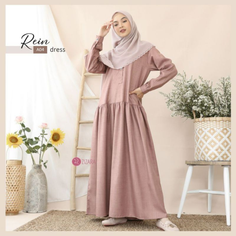 Zizara Rein Dress a04 L Gamis Only Polos Bahan Silverqueen Busui Friendly