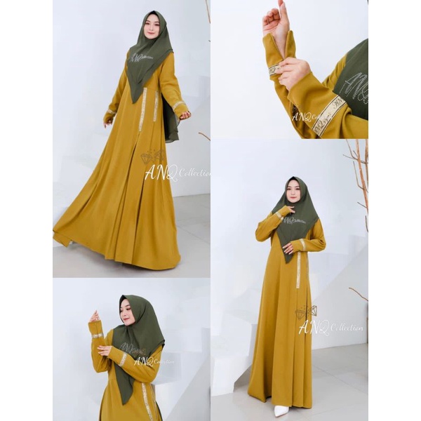 Gamis set Hijab|| Ori ANQ collection