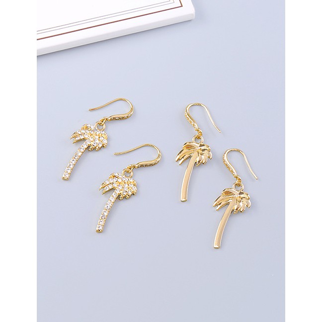 LRC Anting Gantung Fashion Gemstone Gold Diamond-studded Coconut Earrings F94100