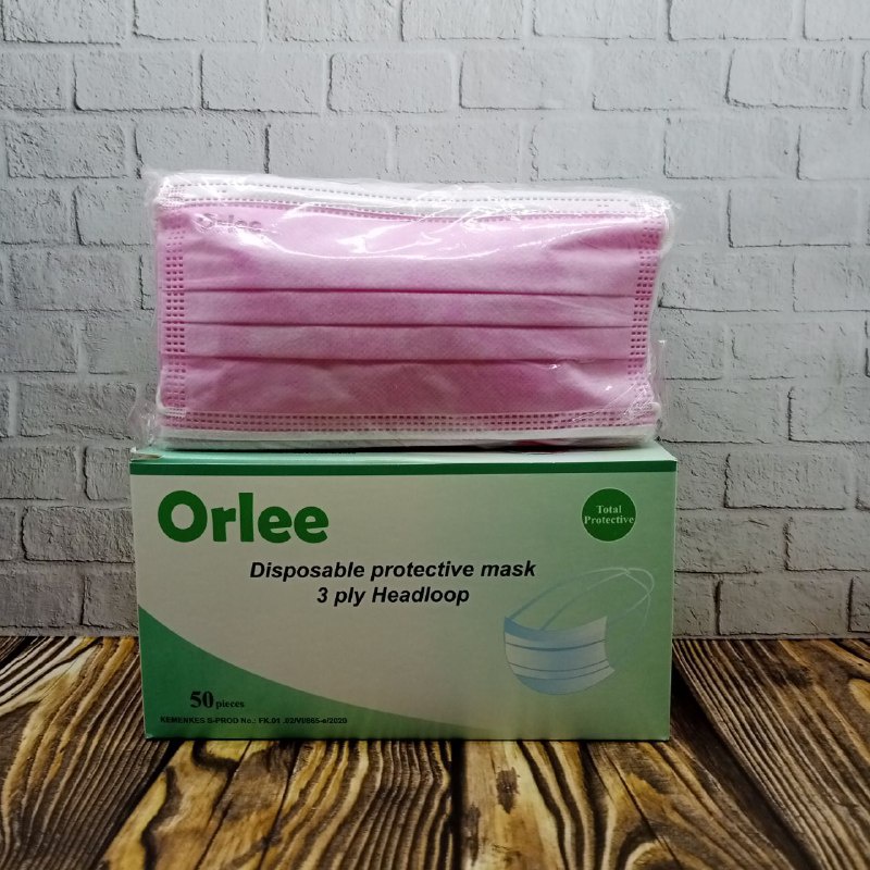 Masker 3 ply 3Ply Earloop Tali kuping Masker Medis Kemenkes 1 box isi 50 pcs ORLEE