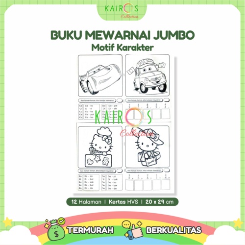 Buku Warna Anak Jumbo Motif Mewarnai Karakter Anak