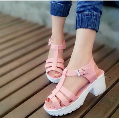 Sepatu Sandal Wedges Platform HighHeels Hak Tinggi Wanita Santai 7 cm