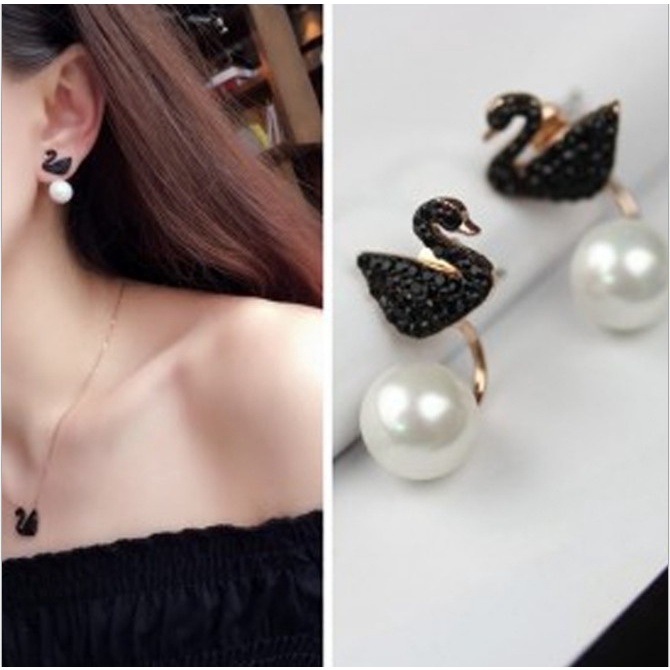 Anting white swan model korea terbaru fashion wanita terbaru imut lucu