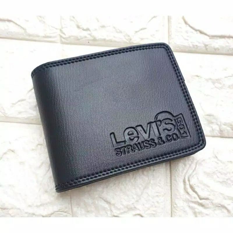 Dompet Pria Lipat Model Pendek Lvs Hitam Emboss Murah