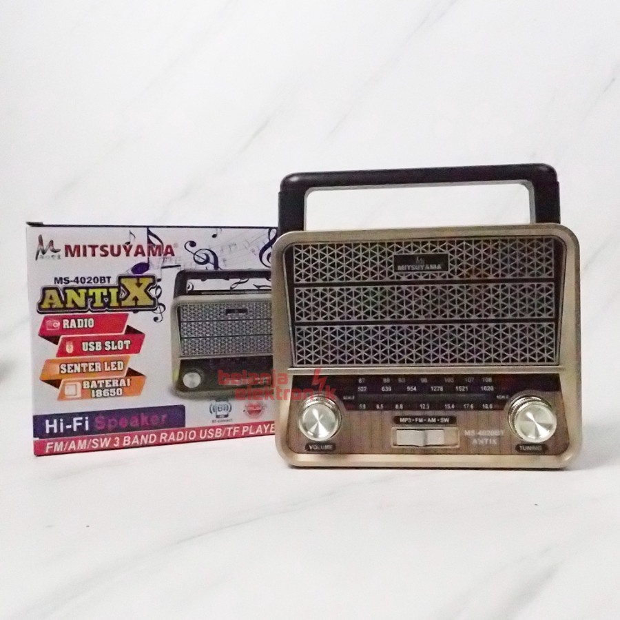 COD RADIO MITSUYAMA MS-40202BT ANTIX//RADIO FM/AM/SW/3 BAND RADIO/MUSIC PLAYER//RADIO SPEAKER SENTER LED MS-40202BT ANTIX