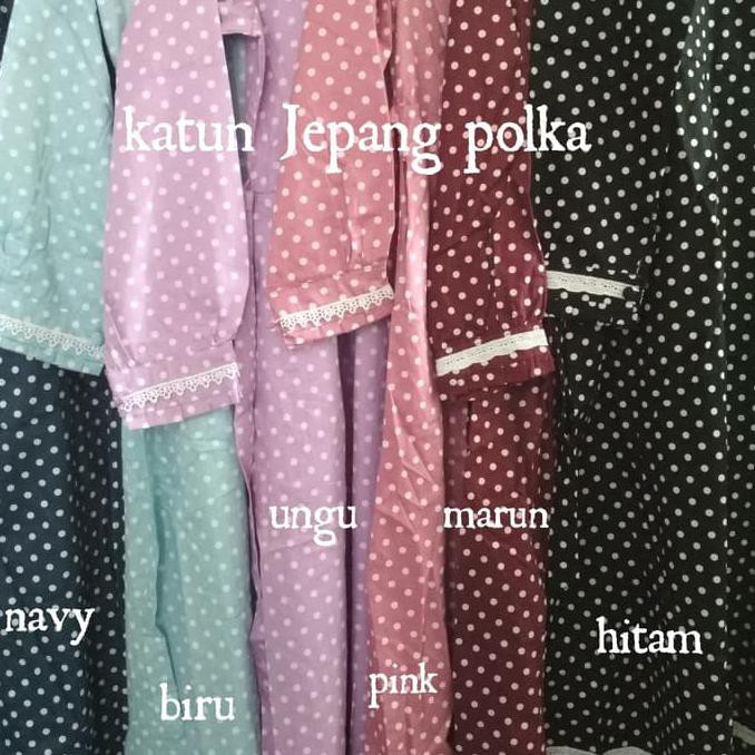 Produk Baru Gamis Katun Jepang Ori Polkadot - Abu -Abu Tua Diskon