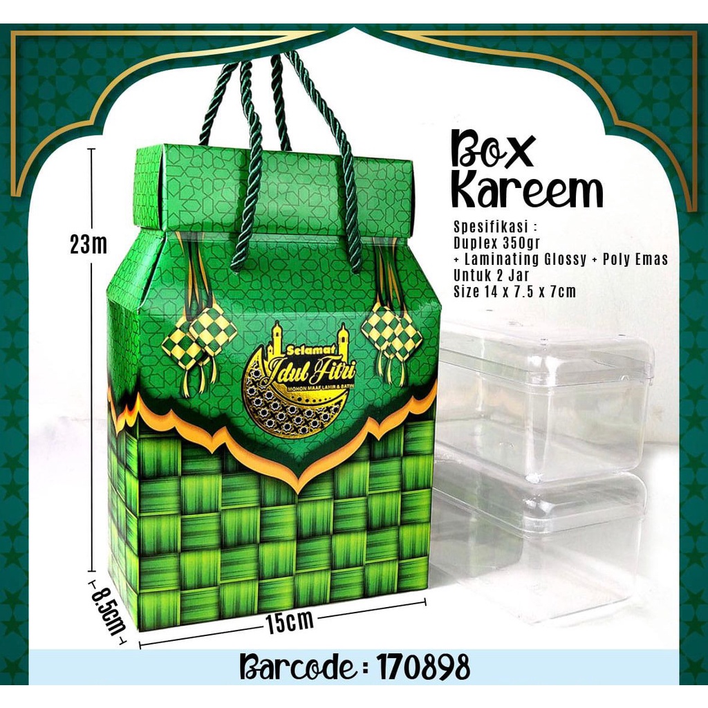 

BOX KAREEM (HIJAU) (1SET 5PCS) DUS KUE IDUL FITRI LEBARAN