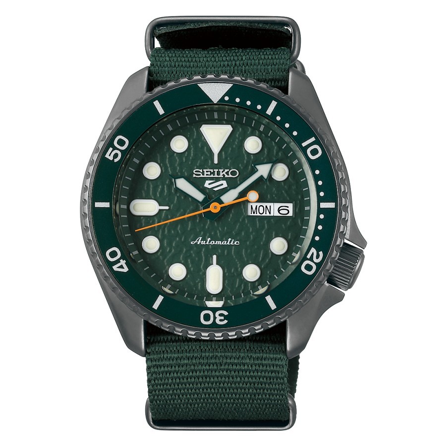 SEIKO 5 SRPD77K1 AUTOMATIC GREEN DIAL GREEN NYLON STRAP SRPD77