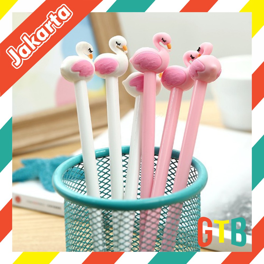 

❤️GTB❤️ R206 PENA KARAKTER FLAMINGGO PULPEN LUCU ALAT TULIS GEL PENA CAIR STATIONERY MURAH