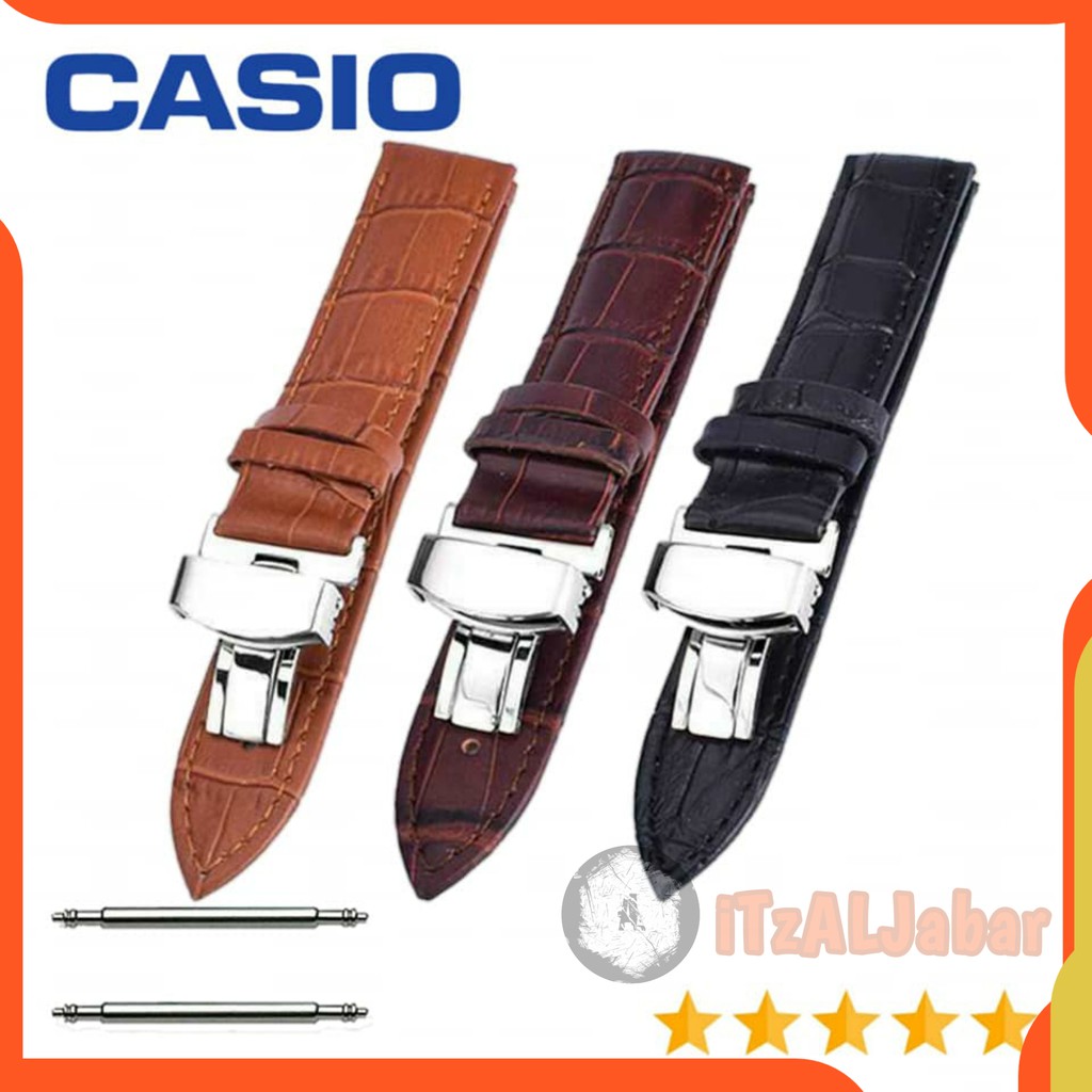 Tali jam tangan Casio Ediface Kulit Leather strap 18mm 20mm 22mm 24mm