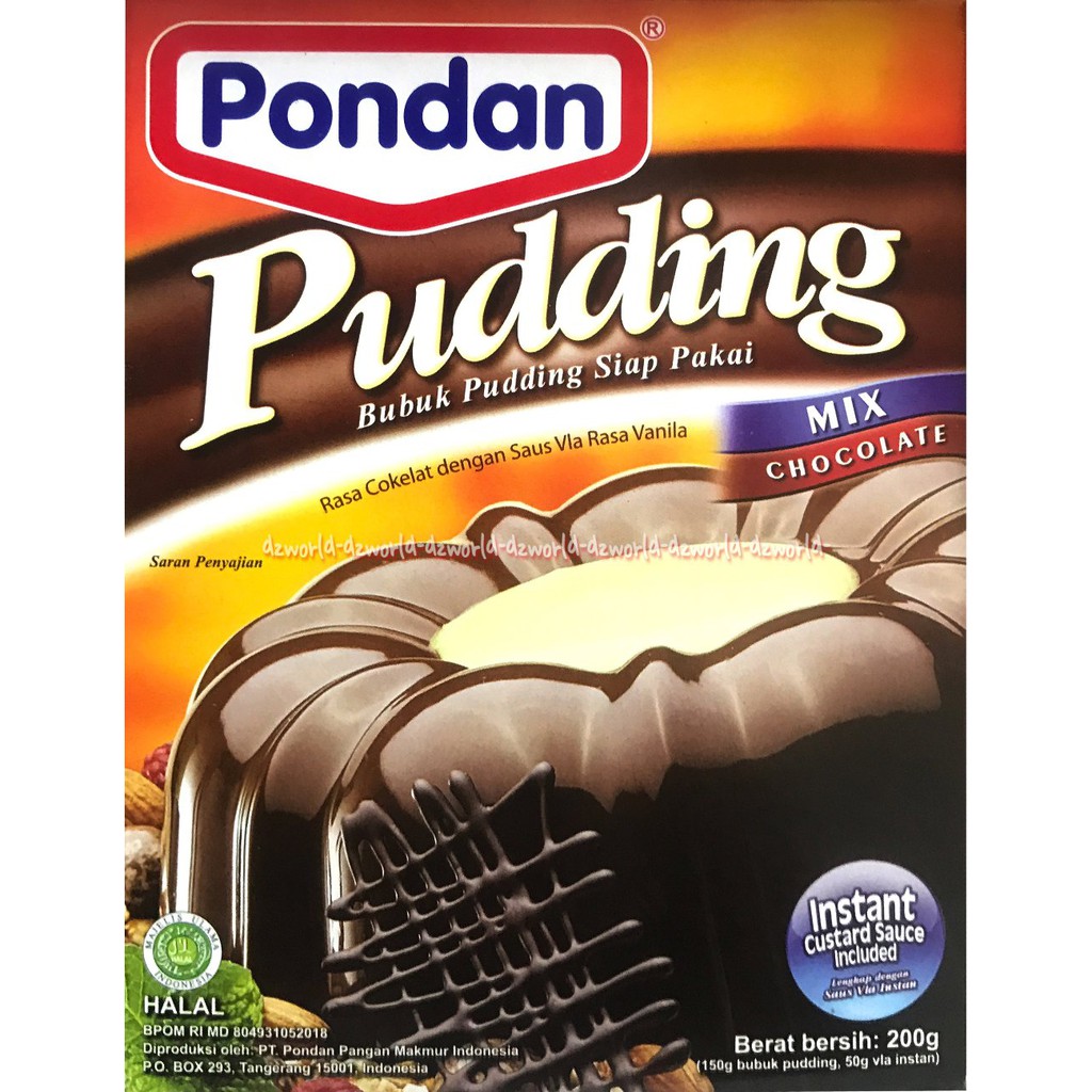 Pondan Pudding Bubuk 200gr Puding Siap Pakai Mix Chocolate Stroberi Mangga Tepung Puding Instan Premik 200 gr