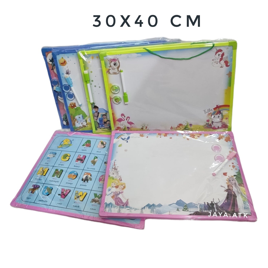 PAPAN TULIS WHITEBOARD MAGNET 30 X 40 KARAKTER ANAK BESAR SOUVENIR ULTAH ANAK